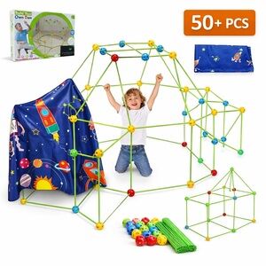Kids Fort Building Kit Space Theme STEM Construction Toy Indoor Outdoor Ages 3+